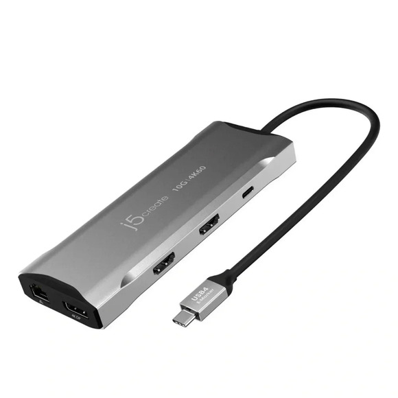 NEW j5create - 4K60 Elite USB-C Triple-Monitor 10Gbps Mini Dock - Space Grey - Picture 7 of 12